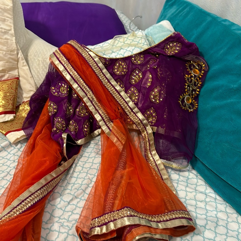 Purple & Orange Bollywood costume